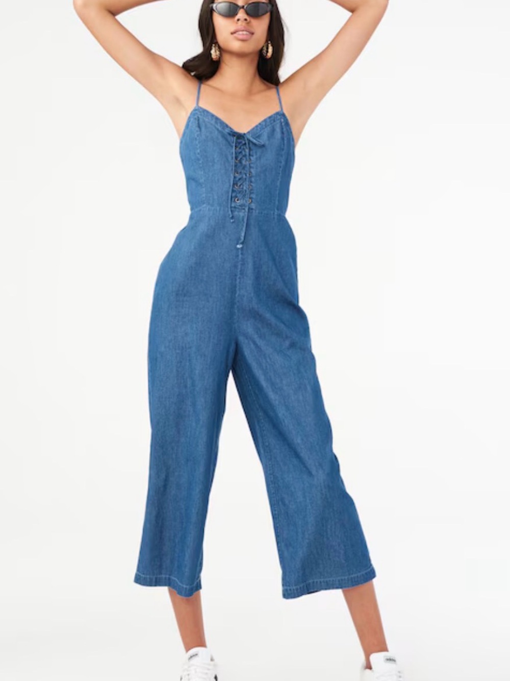 Aeropostale lace up denim jumpsuit romper size XS - brand new with tag